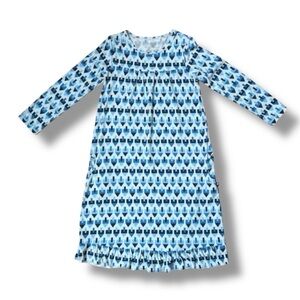 Sweet Bamboo Girls Hanukkah Dress Size 8 Blue Dreidel Long Sleeve Ruffle Pockets